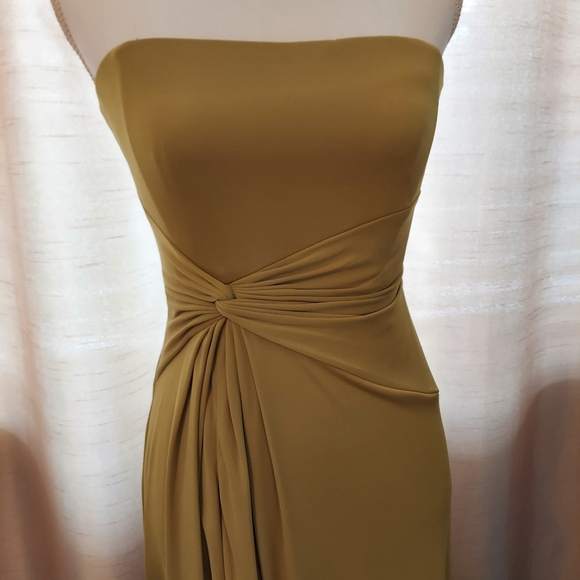 NWT! Elegant Olive Green Strapless Evening Gown. Wedding. Prom. Special Size S - Picture 3 of 13